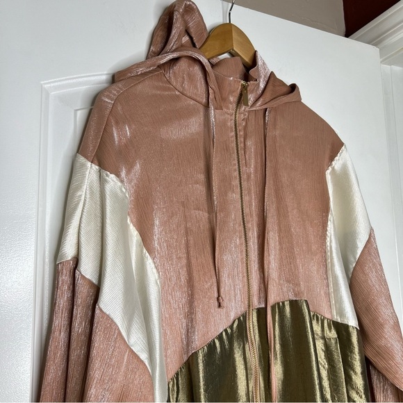 Zara Color Block Hooded Zip Front Jacket Windbreaker size large - Picture 4 of 14